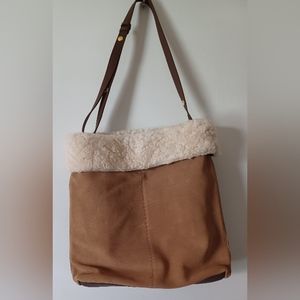 Two tone shearling purse